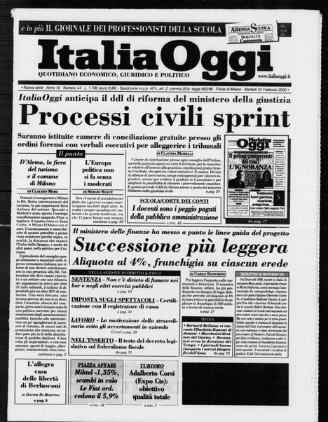 Italia oggi : quotidiano di economia finanza e politica